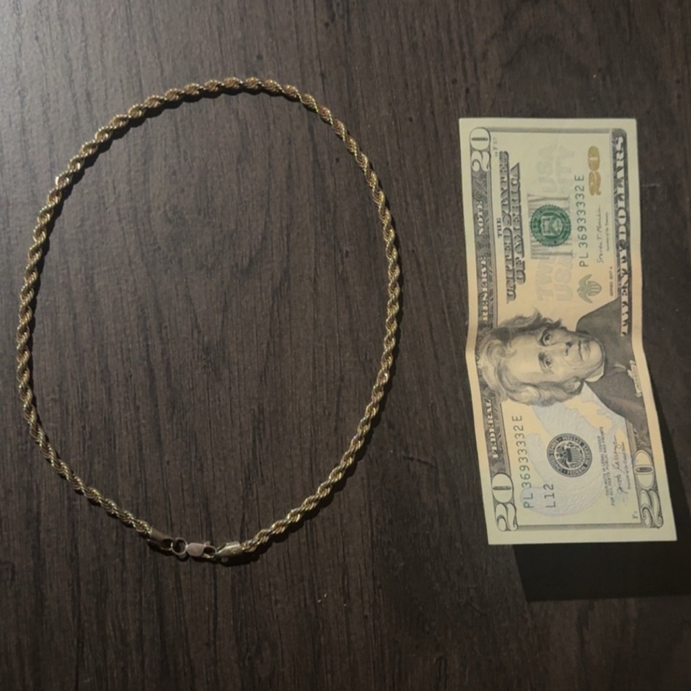 14k Gold Rope Chain Necklace.